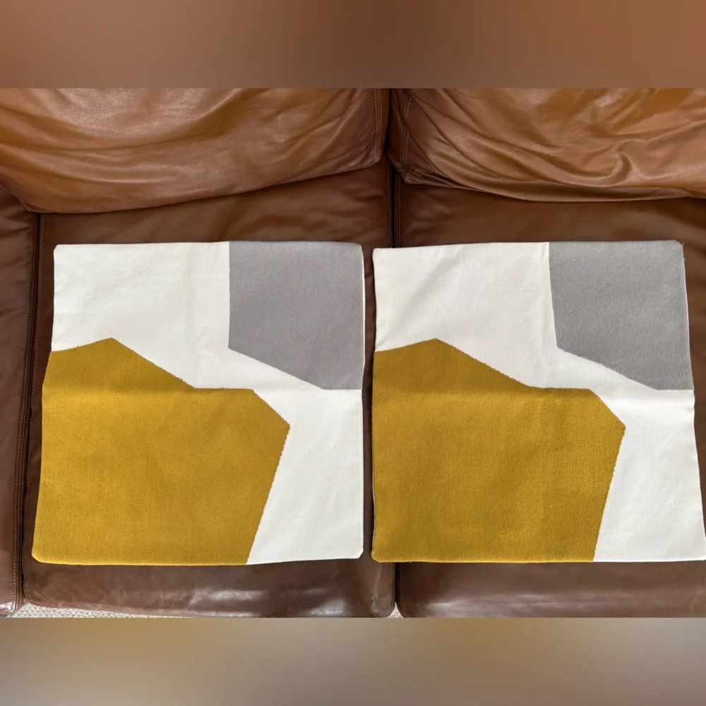 West Elm Mustard and Gray Geometric Pillow Covers